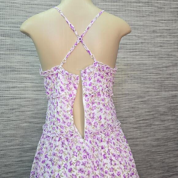 J for Justify Medium Y2K Purple Floral Baby Doll Cottagecore Coquette Boho Fairy - Picture 12 of 15